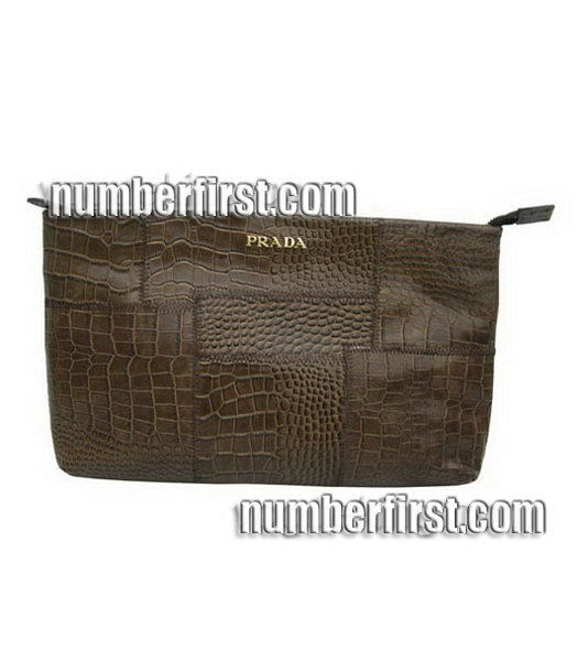 Prada Colors Leather Crocodile Veins Clutch Bag -1-6