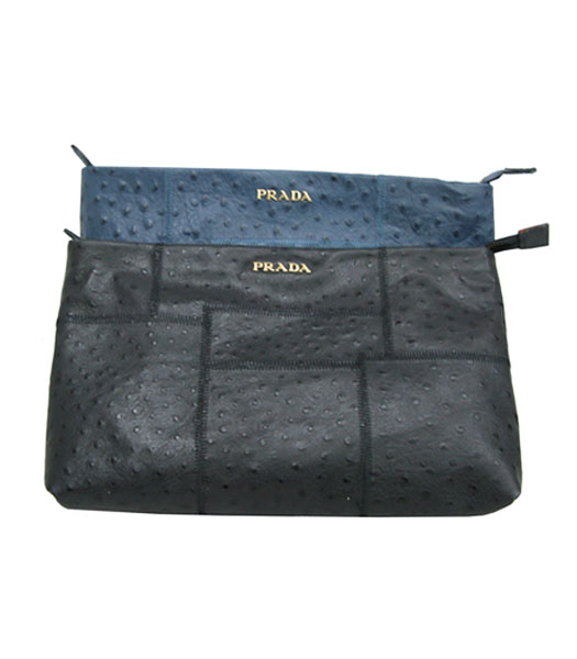 Prada Colors Leather Ostrich Veins Clutch Bag 