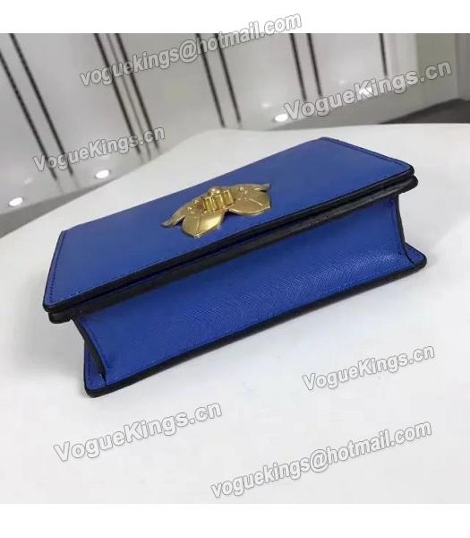 Prada Corolle Blue Leather Flower Decorative Chains Bag-2