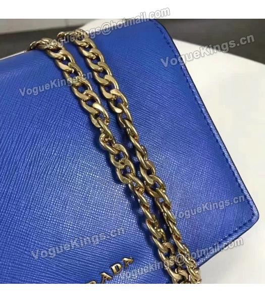Prada Corolle Blue Leather Flower Decorative Chains Bag-3