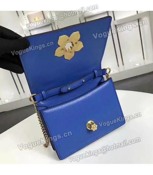 Prada Corolle Blue Leather Flower Decorative Chains Bag-4