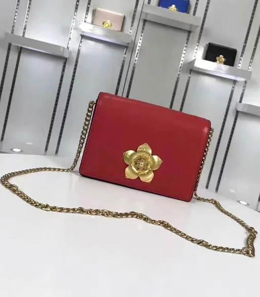 Prada Corolle Red Leather Flower Decorative Chains Bag