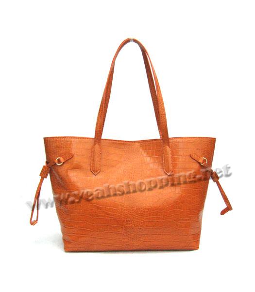 Prada Croco Veins Leather Saffiano Tote Bag Orange-1