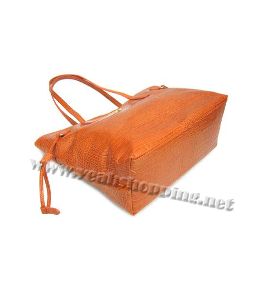 Prada Croco Veins Leather Saffiano Tote Bag Orange-3