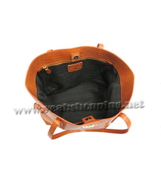 Prada Croco Veins Leather Saffiano Tote Bag Orange-4