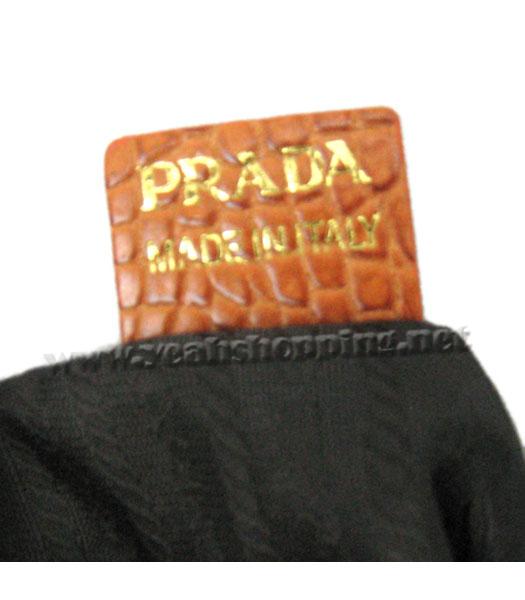 Prada Croco Veins Leather Saffiano Tote Bag Orange-8