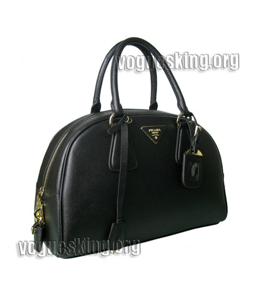 Prada Cross Veins Leather Top Handle Bag Black-2