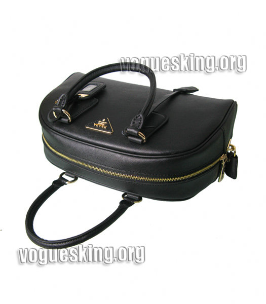 Prada Cross Veins Leather Top Handle Bag Black-3