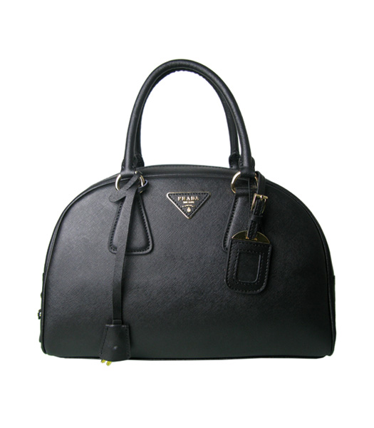 Prada Cross Veins Leather Top Handle Bag Black
