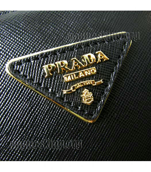 Prada Cross Veins Leather Top Handle Bag Black/White-6