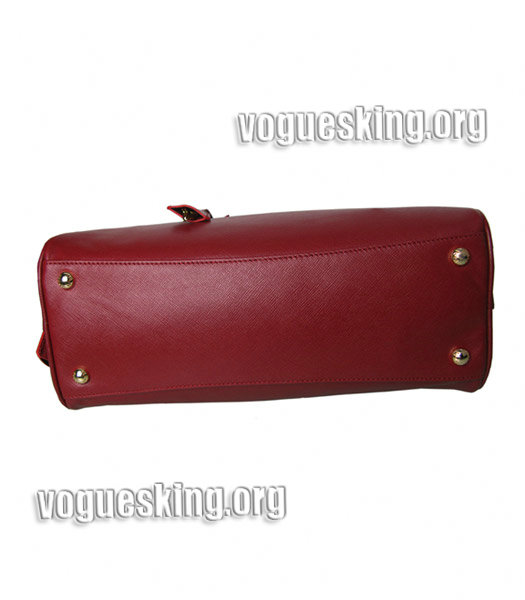Prada Cross Veins Leather Top Handle Bag Red-3
