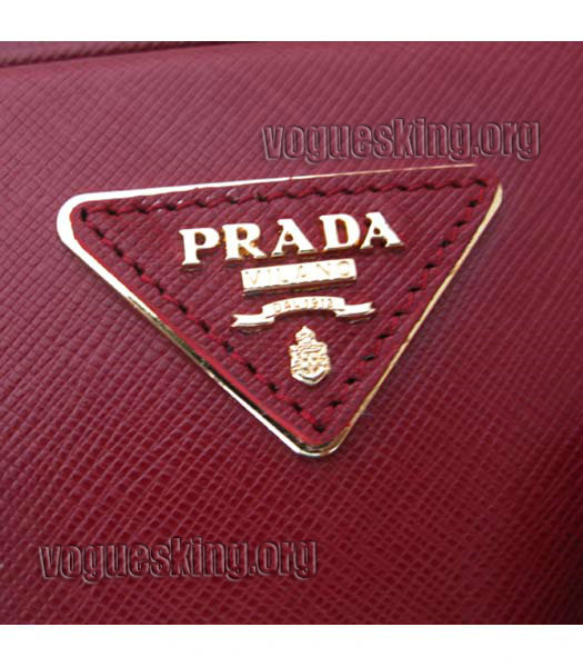 Prada Cross Veins Leather Top Handle Bag Red-5