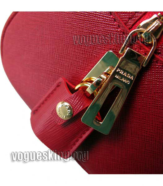 Prada Cross Veins Leather Top Handle Bag Red-6