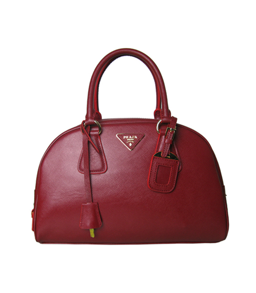 Prada Cross Veins Leather Top Handle Bag Red