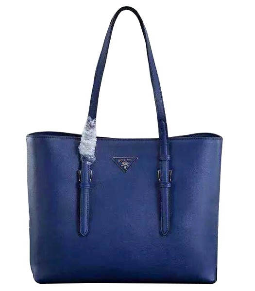 Prada Cross Veins Top Handle Bag 5133 With Sapphire Blue Leather