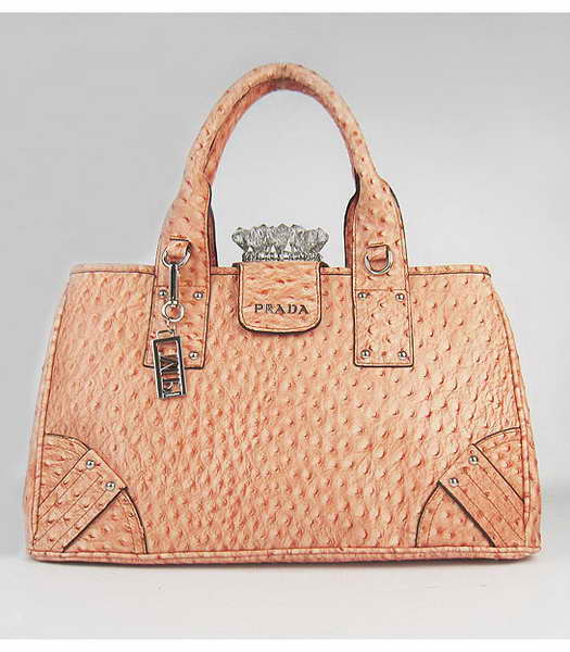 Prada Crystal Cluster Kisslock Satchel Bag Orange Ostrich Leather