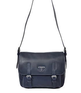 Prada Dark Blue Original Soft Oil Leather Shoulder Bag