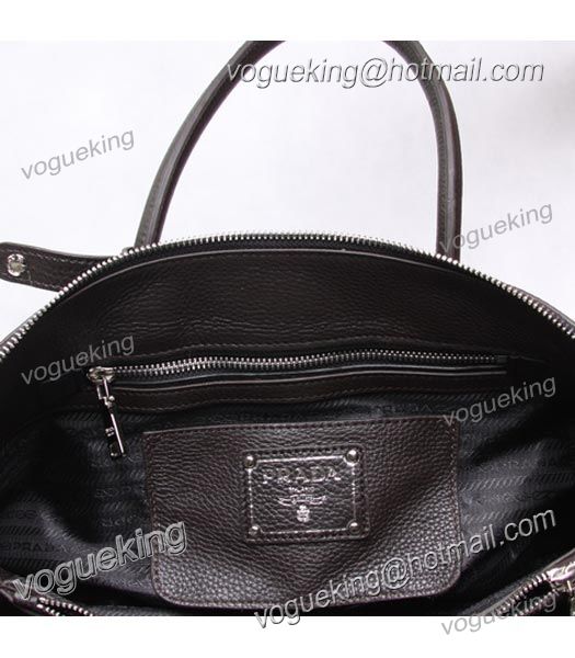 Prada Dark Coffee/Black Leather Large Top-Handle Bag-5
