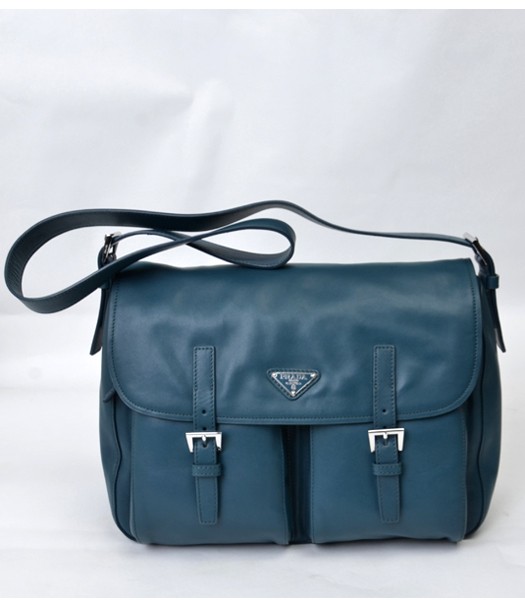 Prada Dark Green Original Oil Soft Leather Messenger Bag