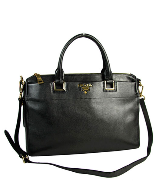 Prada Dark Grey Calfskin Leather Top Handle Bag