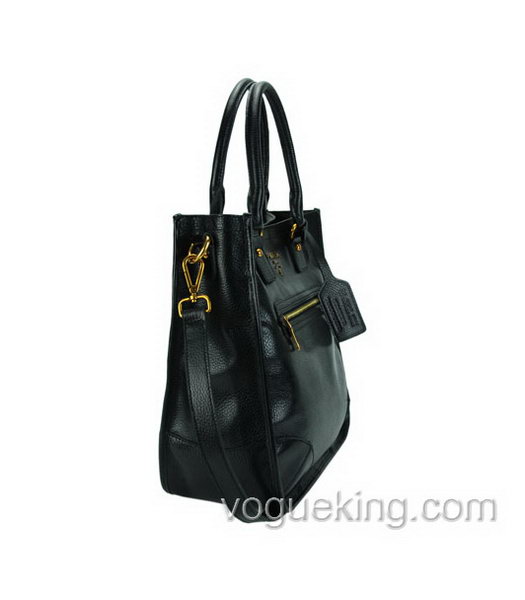 Prada Deerskin Black Leather Tote Handbag-2