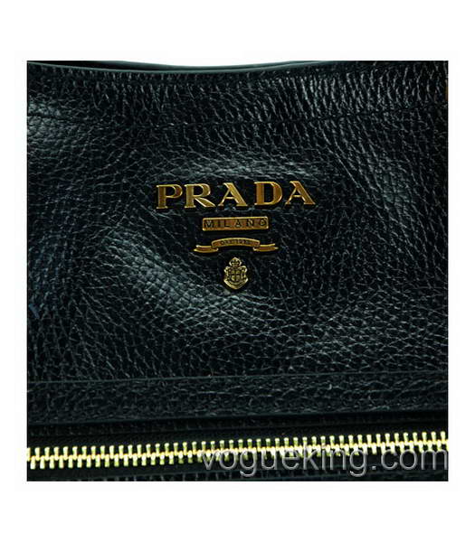 Prada Deerskin Black Leather Tote Handbag-5