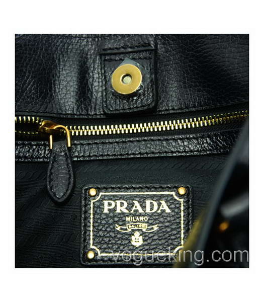 Prada Deerskin Black Leather Tote Handbag-6