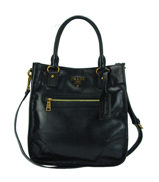 Prada Deerskin Black Leather Tote Handbag