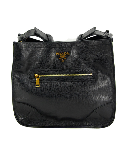 Prada Deerskin Leather Shoulder Bag Black