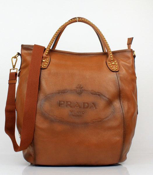 Prada Earth Yellow Calf Leather Top Handle Bag