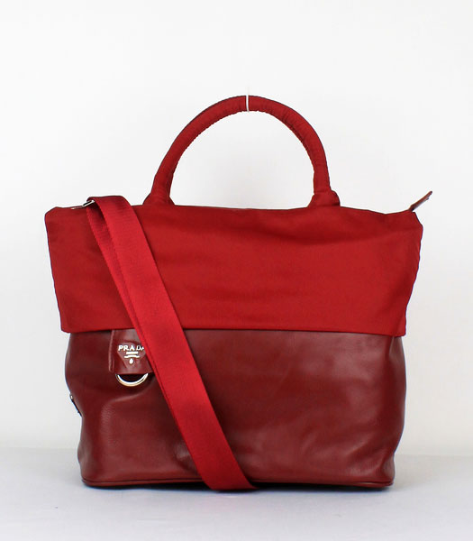 Prada Fashion Tote Bag Jujube Red