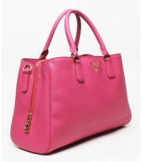 Prada Fuchsia Original Leather Shopping Tote Handbag