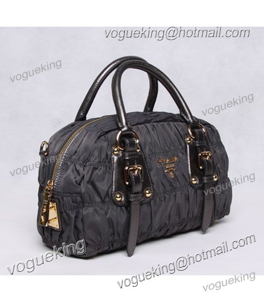 Prada Gaufre Fabric Top Handle Handbag Grey-1