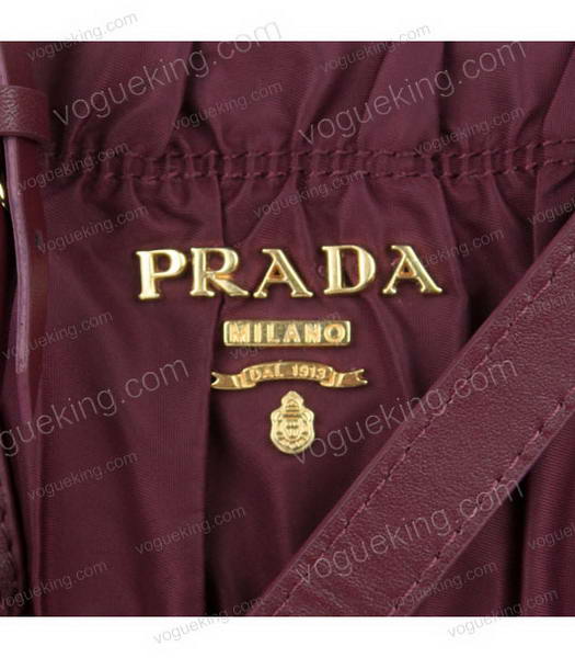Prada Gaufre Jujube Fabric With Lambskin Leather Top Handle Bag-4