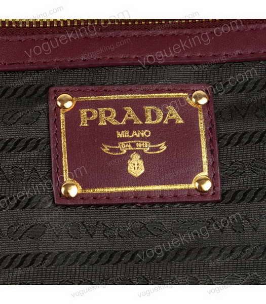 Prada Gaufre Jujube Fabric With Lambskin Leather Top Handle Bag-6