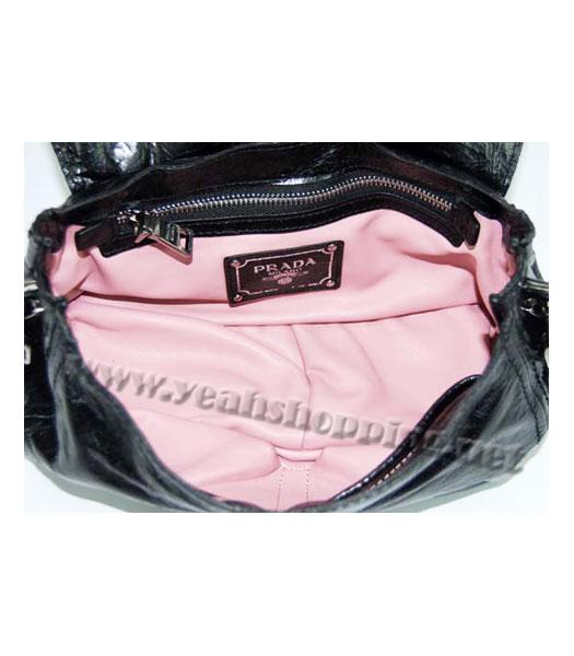 Prada Genuine Leather Shoulder Bag Black_Fuchsia-6