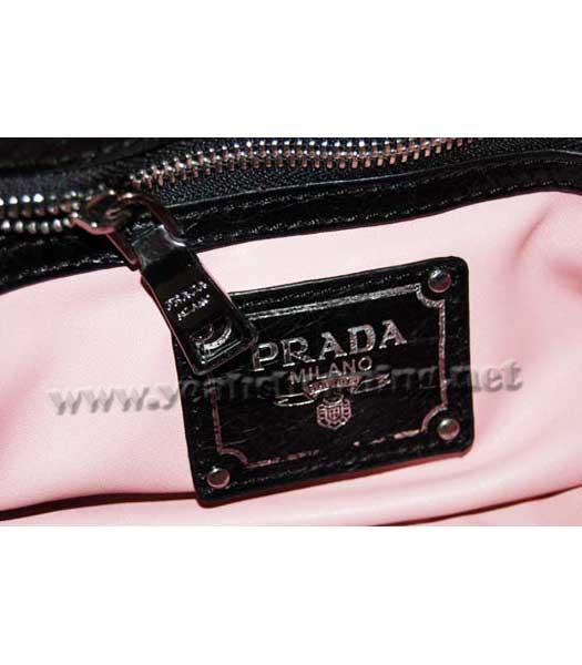 Prada Genuine Leather Shoulder Bag Black_Fuchsia-7