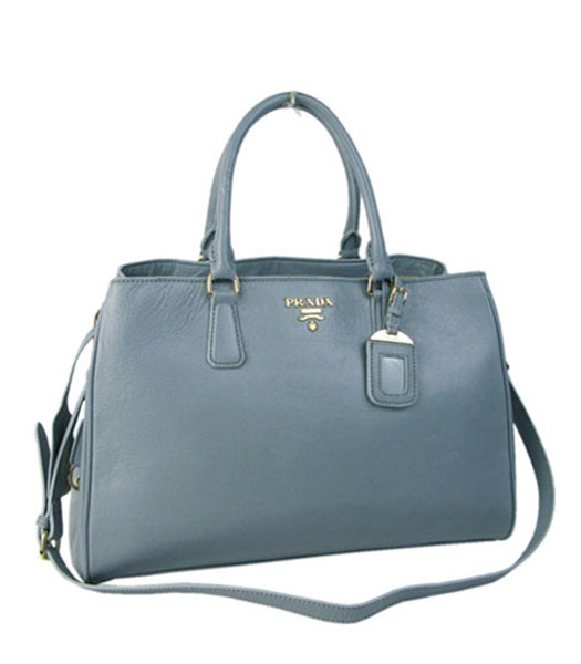 Prada Grey Imported Leather Shopping Tote Handbag