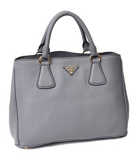 Prada Grey Original Leather Vitello Daino Tote Bag