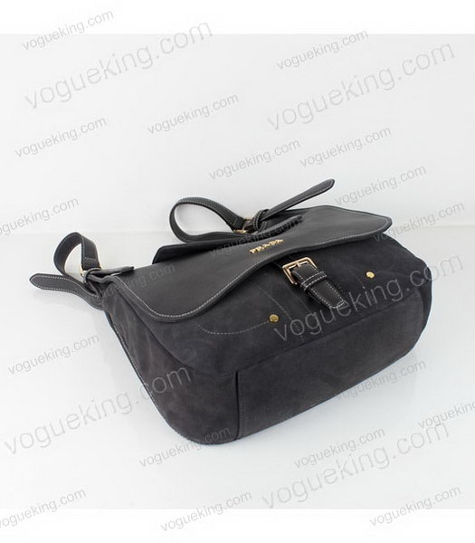 Prada Grey Suede And Napa Leather Shoulder Bag-1
