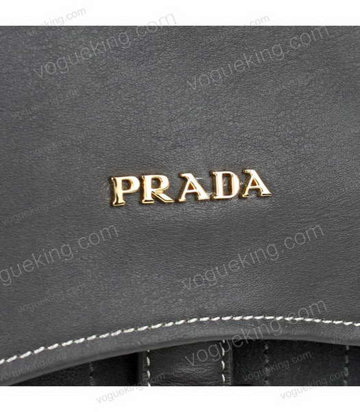 Prada Grey Suede And Napa Leather Shoulder Bag-3