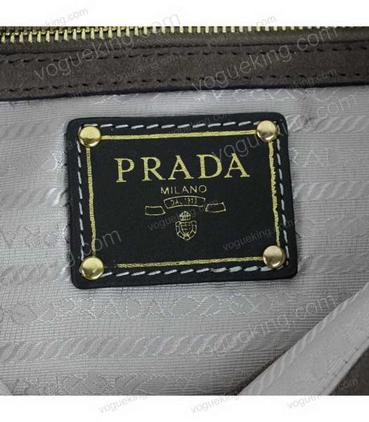 Prada Grey Suede And Napa Leather Shoulder Bag-5