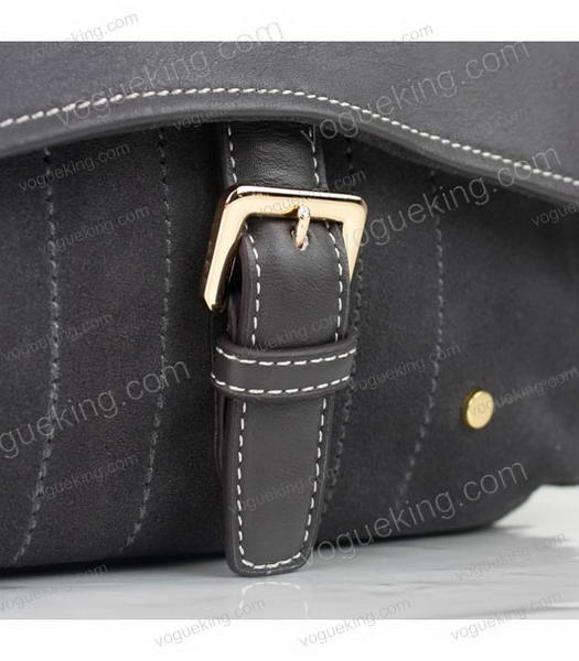 Prada Grey Suede And Napa Leather Shoulder Bag-6