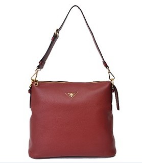 Prada Hobo Bag in Red Grainy Leather