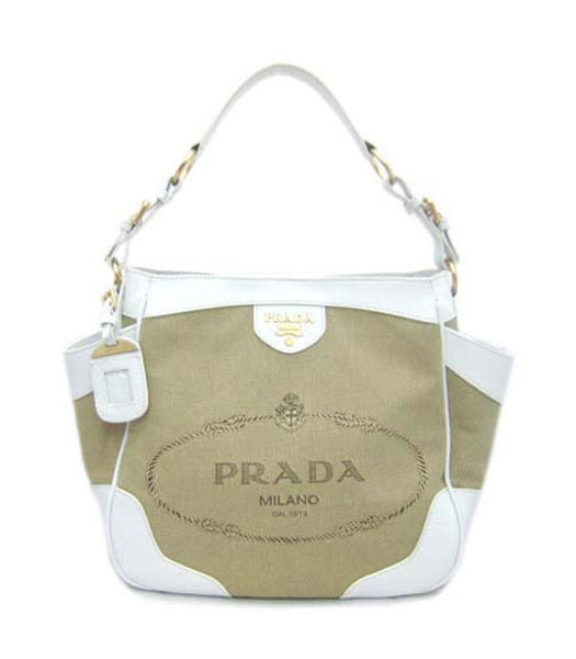 Prada Jacquard Canvas Shoulder Bag with White Leather_BR3793S