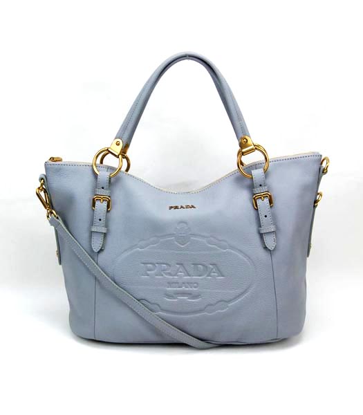 Prada Jacquard Hobo Nappa Bag in Light Grey Leather