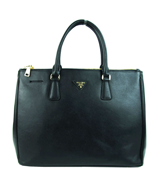 Prada Large Saffiano Black Calfskin Leather Tote Handbag