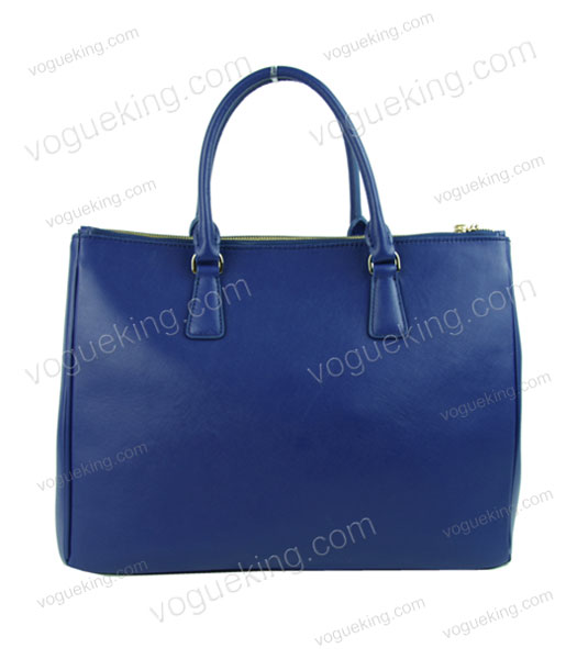Prada Large Saffiano Blue Calfskin Leather Tote Handbag-1