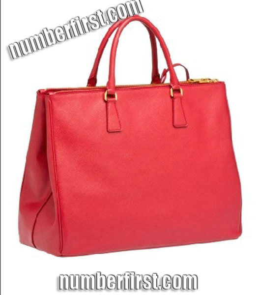 Prada Large Saffiano Red Calfskin Leather Tote Handbag-1