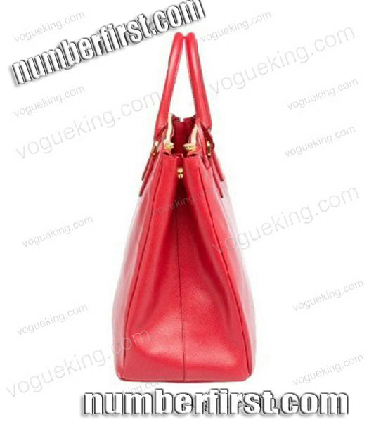 Prada Large Saffiano Red Calfskin Leather Tote Handbag-2
